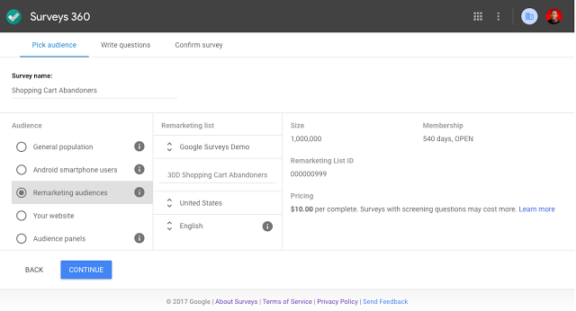 Google surveys remarketinglijst Google surveys remarketinglijst